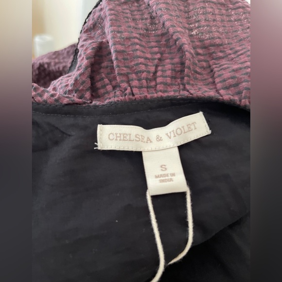 Ruffle Scoop Neck Short Puff Sleeve Chelsea and Violet Check Print Midi Dress - Picture 5 of 9